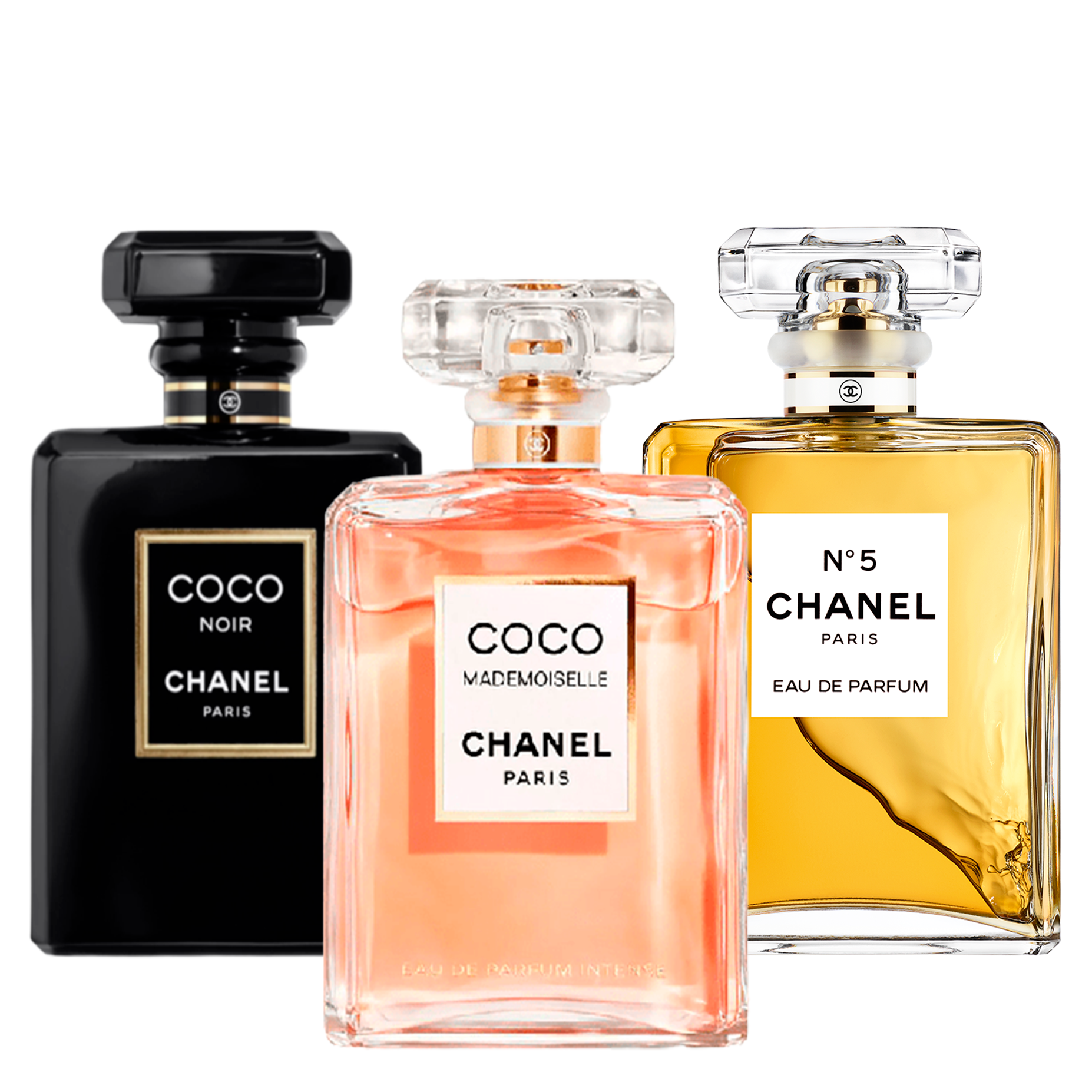 3 Parfums Coco Mademoiselle, Chanel Coco Noir, Chanel Nº 5 - Eau de Parfum - Damenparfum